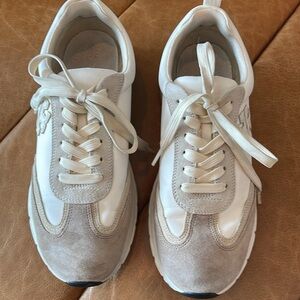 Tory Burch Good Luck Cream and Tan Sneakers